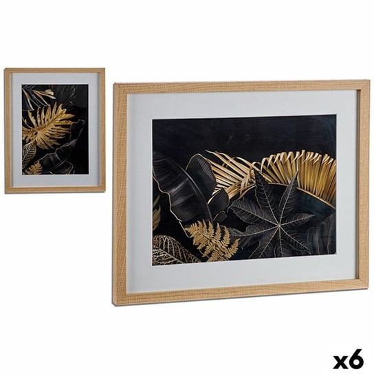 Emaga Obraz Liść roślin Drewno Szkło 42,8 x 53 x 3 cm (6 Sztuk) Inna marka