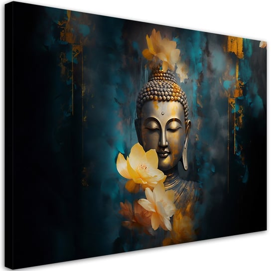 Emaga Obraz na płótnie, Budda i złote kwiaty - 120x80 Inna marka