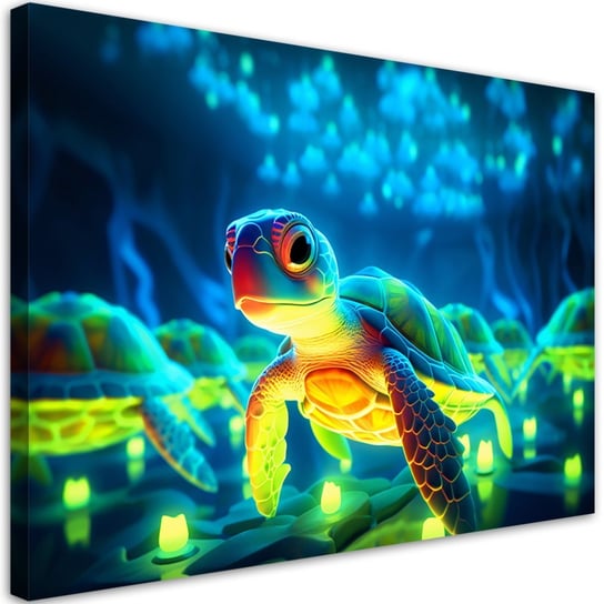 Emaga Obraz na płótnie, Kosmiczny żółw neon - 60x40 Inna marka