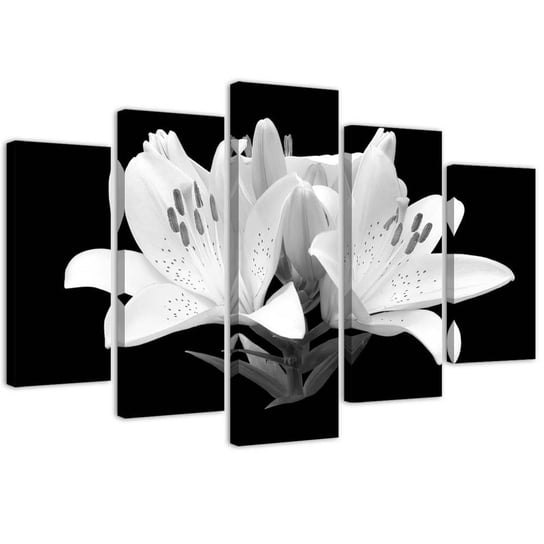 Emaga Obraz pięcioczęściowy na płótnie, Białe lilie - 100x70 Inna marka