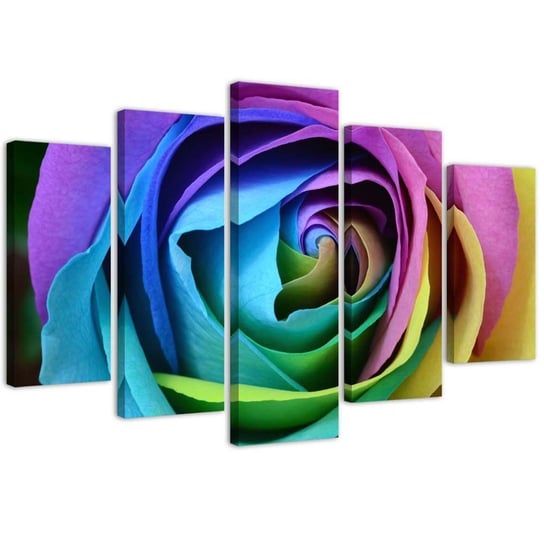 Emaga Obraz pięcioczęściowy na płótnie, Kolorowa róża - 200x100 Inna marka