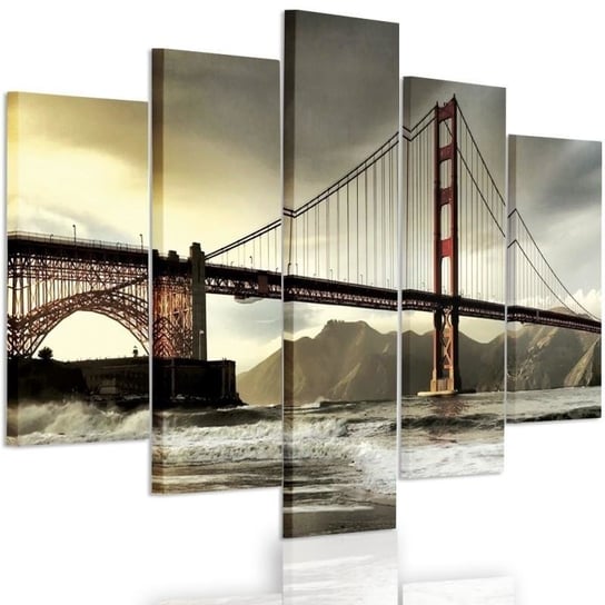 Emaga Obraz pięcioczęściowy na płótnie, Most przez rzekę - 100x70 Inna marka