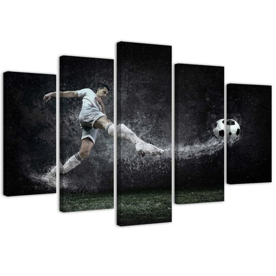 Emaga Obraz pięcioczęściowy na płótnie, Piłkarz na mokrej murawie - 100x70 Inna marka