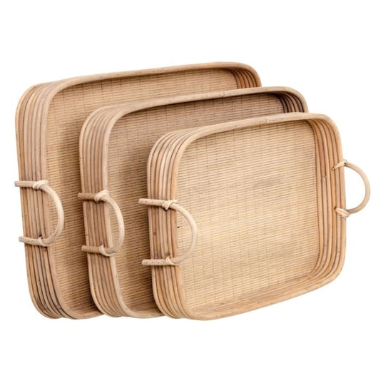 Emaga Tacka do przekąsek 64,5 x 42 x 11 cm Naturalny Rattan 3 Części Inna marka