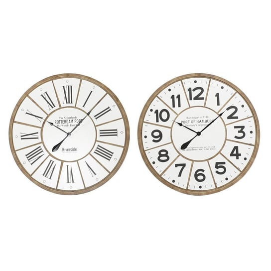 Emaga Zegar Ścienny DKD Home Decor Biały Brązowy Drewno MDF (2 pcs) (80 x 4.5 x 80 cm) DKD Home Decor