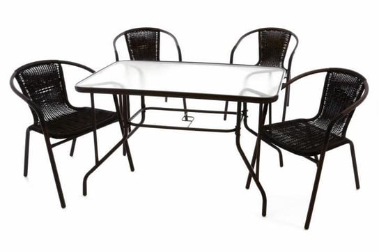 Emaga Zestaw mebli ogrodowych, 4 krzesła, szklany stół Inna marka
