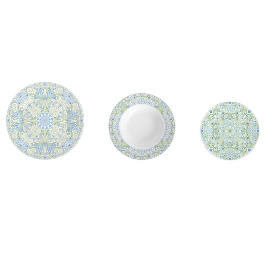 Emaga Zestaw Obiadowy DKD Home Decor Niebieski Kolor Zielony Niebieskie / Zielone Porcelana Arabia 18 Części Inna marka
