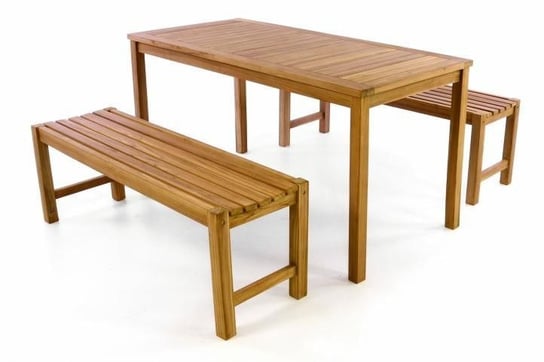 Emaga Zestaw ogrodowy ławki i stoł DIVERO - drewno tekowe Inna marka