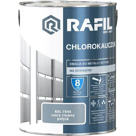 Emalia Chlorokauczukowa Szary Ciemny RAL7046 5L Rafil Rafil