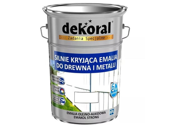 Emalia Dekoral Emakol Strong Biała połysk 5L Emakol Strong Biały połysk 5L dekoral