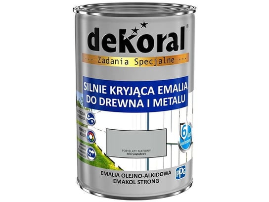 Emalia Dekoral Emakol Strong Popielaty Mat 0.9L dekoral