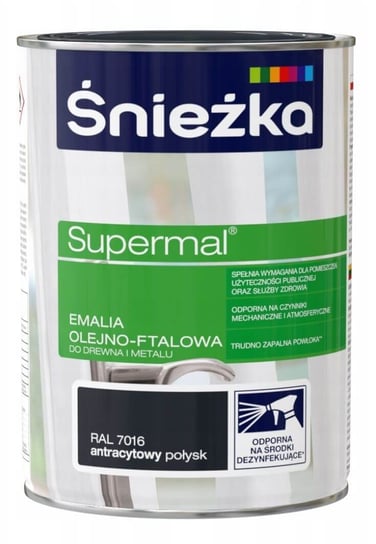 Emalia Olejno-Ftalowa Supermal Antracyt RAL7016 0.8L Śnieżka Śnieżka