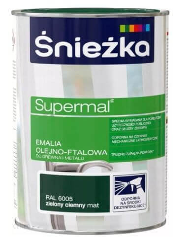 Emalia Olejno-Ftalowa Supermal Zielony Ciemny MAT 0.8L Śnieżka Śnieżka