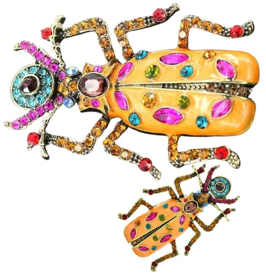 Emaliowana Broszka owad z cyrkoniami chrząszcz Vintage kryształki elegancka przypinka Edibazzar