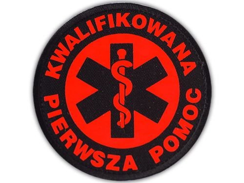 Emblemat Fluo Kwalifikowana Pierwsza Pomoc Na Rzepie 8,5 Cm Polska Firma