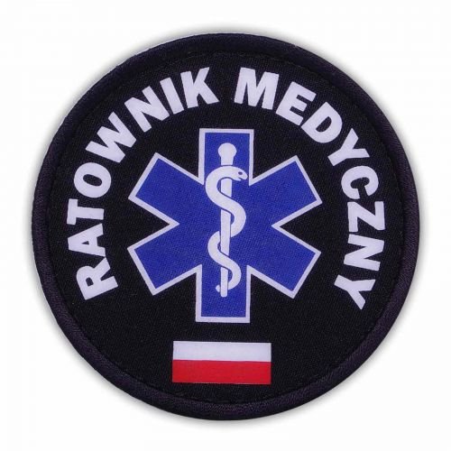 Emblemat Kolorowy Ratownik Medyczny Z Flagą Na Rzepie 8,5 Cm Polska Firma