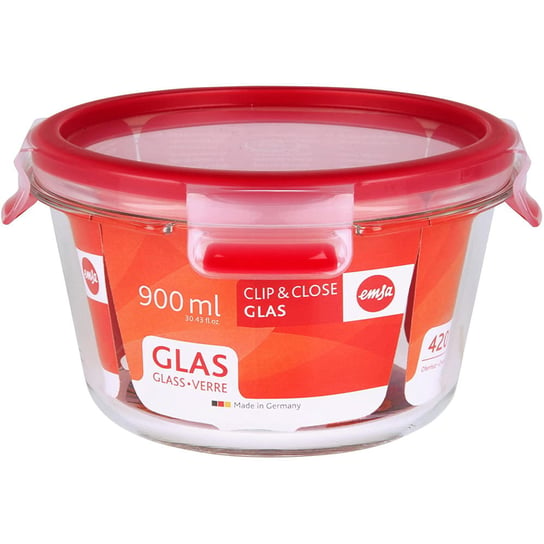 Emsa -  Clip & Close szklany pojemnik  na żywność 0,6 L bez BPA. Emsa