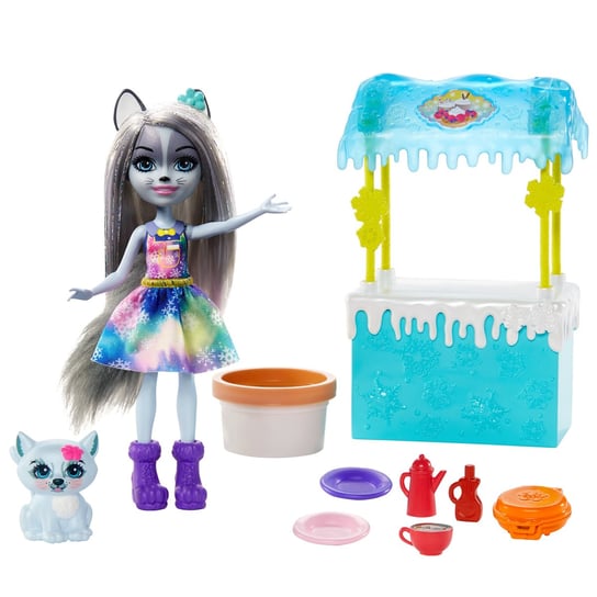 Enchantimals, zestaw Zimowy sklepik z Lalką Hawna Husky i Whipped Cream, GJX37 Mattel