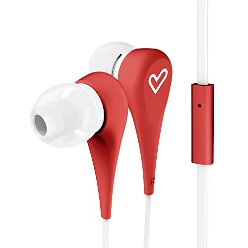 Energy Sistem Style 1+ - Słuchawki douszne (wbudowany mikrofon, gumowe wykończenie, kabel 120 cm) Kolor czerwony energy sistem