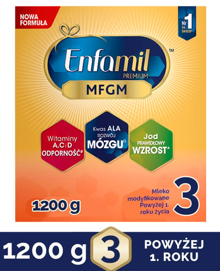 Enfamil Premium, 3, Mleko modyfikowane w proszku od 12 miesiąca, 1200 g Enfamil