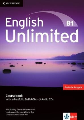 English Unlimited B1 - Pre-Intermediate. Coursebook with e-Portfolio DVD-ROM + 3 Audio-CDs Klett Sprachen Gmbh