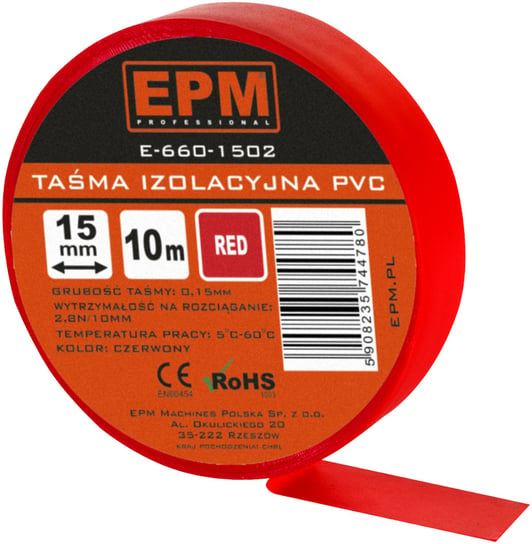 EPM Taśma izolacyjna 15mm*10m Czerwona EPM