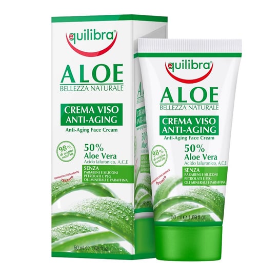 Equilibra, Aloe, krem przeciwstarzeniowy 50% aloesu, 50 ml Equilibra