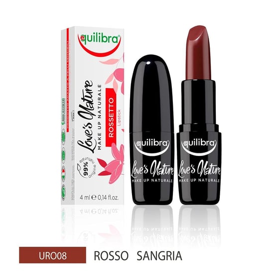 Equilibra, Love's Nature, pomadka do ust 08 Red Sangria, 4 ml Equilibra