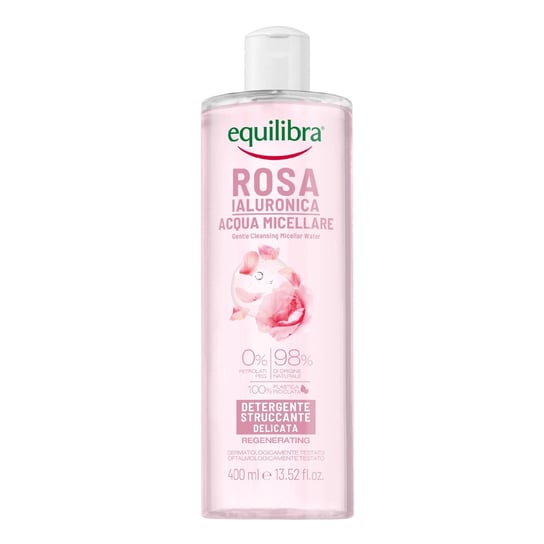 Equilibra, Rosa, Delikatnie Oczyszczająca Różana Woda micelarna z kwasem hialuronowym,  400 ml Equilibra