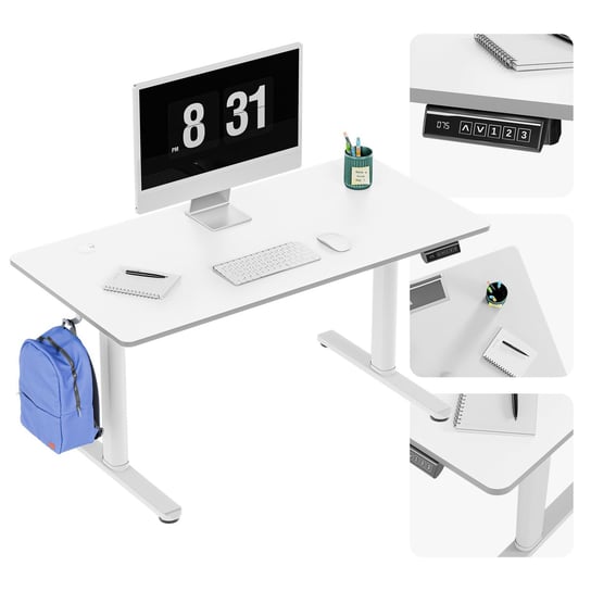 Ergonomiczne biurko dla dzieci Study 7.0, nowoczesne, z elektryczną regulacją wysokości, z pamięcią ustawień, 120 x 60 cm, białe Mark Adler