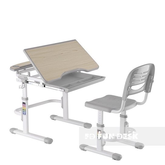 Ergonomiczne Biurko+Krzesło dla Dziecka SZARE Reg. Fun Desk