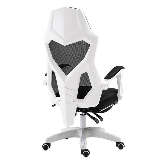 Ergonomiczny, obrotowy fotel biurowy, krzesło z zagłówkiem i podnóżkiem - biały Hedo
