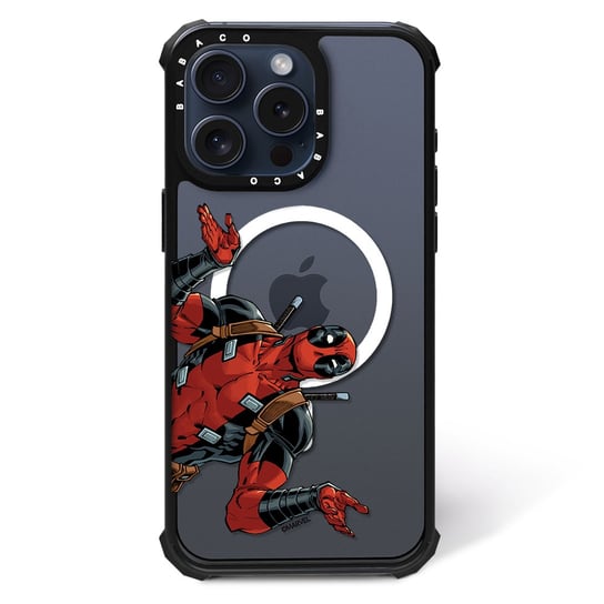 ERT GROUP Oryginalne i oficjalnie licencjonowane Marvel wzór Deadpool 016 Magnetyczne etui na telefon komórkowy IPHONE 15 PRO MAX Etui kompatybilne z MagSafe, Przeźroczysty ERT Group