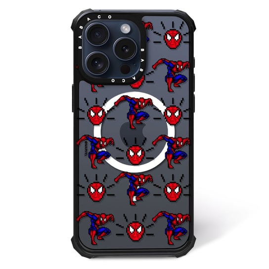 ERT GROUP Oryginalne i oficjalnie licencjonowane Marvel wzór Spider Man 025 Magnetyczne etui na telefon komórkowy IPHONE 15 PRO MAX Etui kompatybilne z MagSafe, Przeźroczysty ERT Group