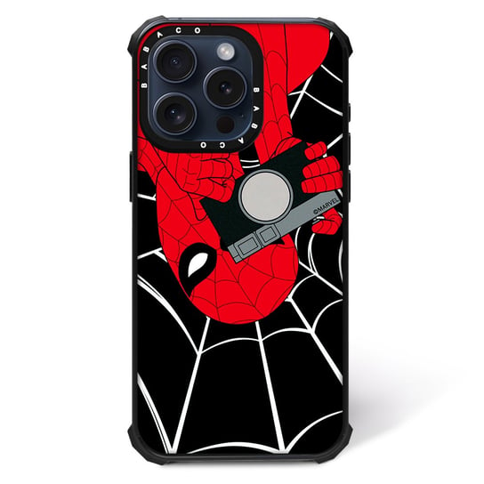 ERT GROUP Oryginalne i oficjalnie licencjonowane Marvel wzór Spider Man 027 Magnetyczne etui na telefon komórkowy IPHONE 15 Etui kompatybilne z MagSafe, Czarny ERT Group