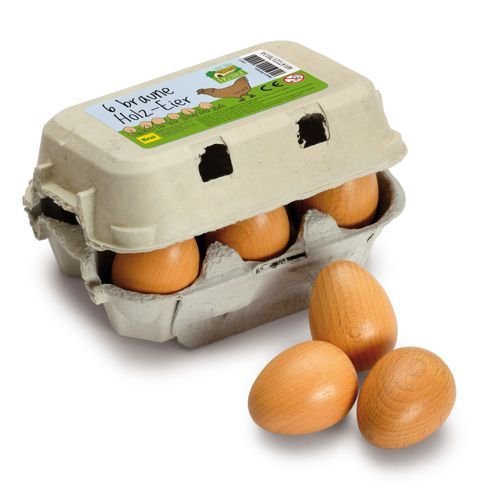 Erzi, drewniane jajka w kartonie ciemne do zabawy Erzi