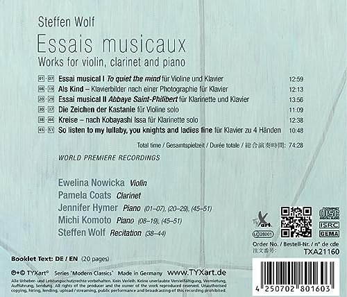 Essais Musicaux - Werke Für Violine, Klarinett, Klavier Und Erzähler (Weltersteinspielung) Nowicka Ewelina