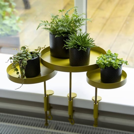 Esschert Design Taca na rośliny z mocowaniem, okrągła, złota rozmiar M Esschert Design