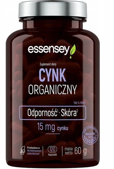 Essensey Cynk Organiczny 120Kaps 15Mg Odporność Skóra Włosy Trec Nutrition