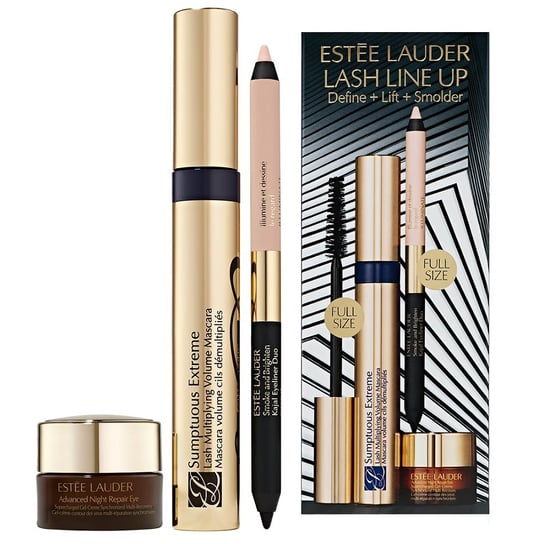Estée Lauder, Lash Line Up zestaw tusz do rzęs 8ml + kremowa kredka do oczu Noir/Cream 1.2g + krem pod oczy 5ml Estée Lauder
