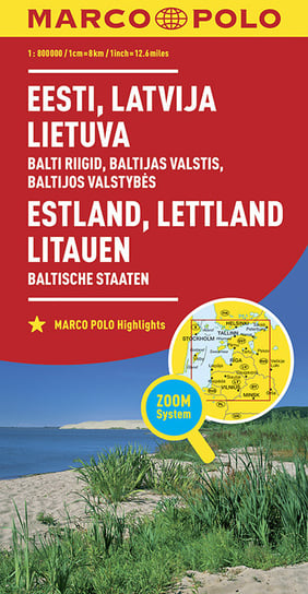 Estonia, Łotwa, Litwa. Mapa 1:800 000 Opracowanie zbiorowe