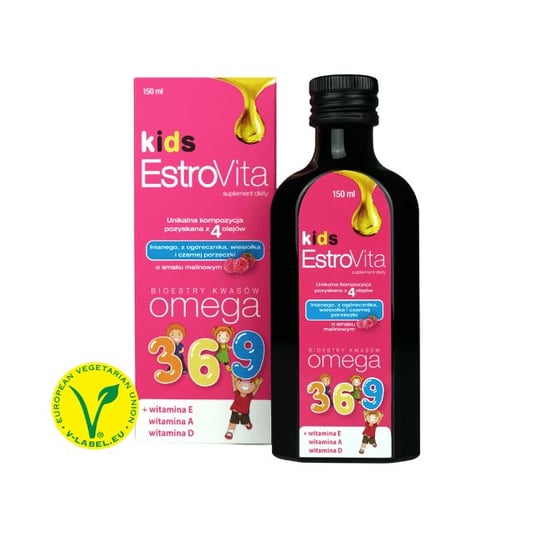 EstroVita, Kids, Omega 3-6-9, Suplement diety, smak malinowy, 150 ml SKOTAN