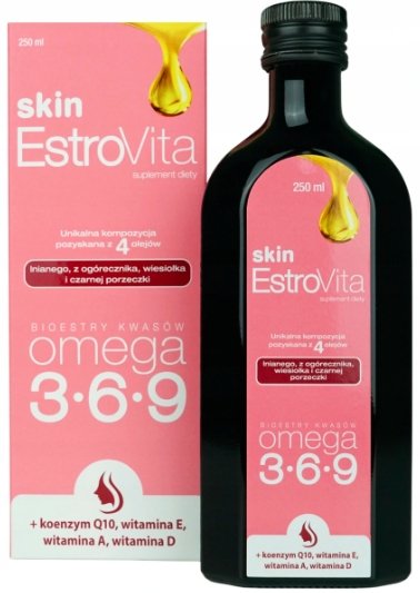 Estrovita, Skin, Kwasy OMEGA 3-6-9 skóra, 250 ml Estrovita