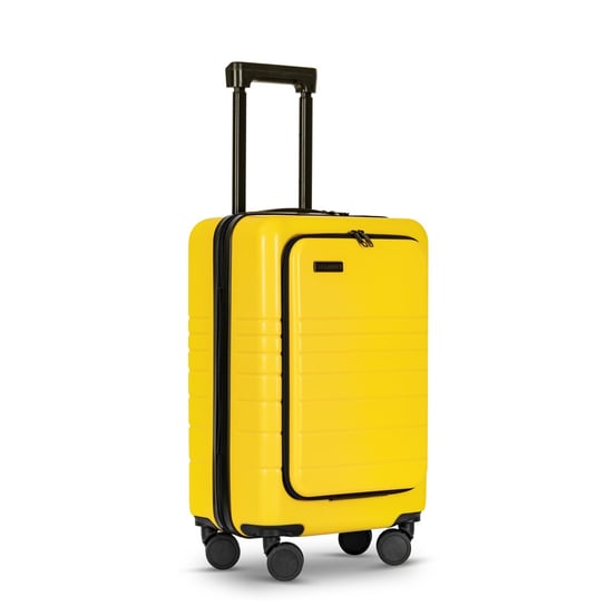 ETERNITIVE Mała walizka, Uchwyt na telefon i napój, Koła 360°, Materiał ABS, Żółta ETERNITIVE