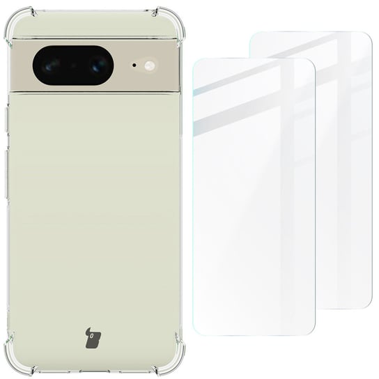 Etui + 2x szkło Bizon Case Clear Pack do Google Pixel 8, przezroczyste Bizon