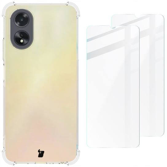 Etui + 2X Szkło Bizon Case Clear Pack Do Oppo A38 4G, Przezroczyste Bizon