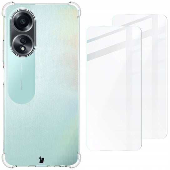 Etui + 2x szkło Bizon Case Clear Pack do Oppo A58 4G, przezroczyste Bizon