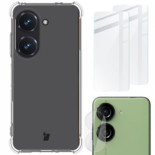 Etui + 2X Szkło + Obiektyw Bizon Case Clear Pack Do Asus Zenfone 10, Przezroczyste Bizon