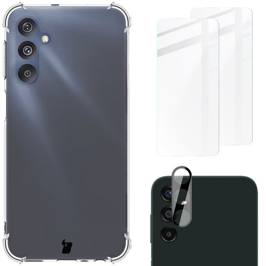 Etui + 2x szkło + obiektyw Bizon Case Clear Pack do Samsung Galaxy M34 5G, przezroczyste Bizon