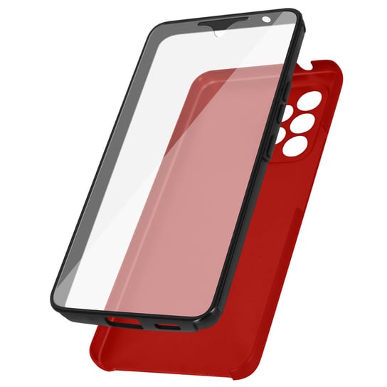 Etui 360° do Samsunga Galaxy A53 5G z elastycznym przodem i sztywnym tyłem — czerwone Avizar
